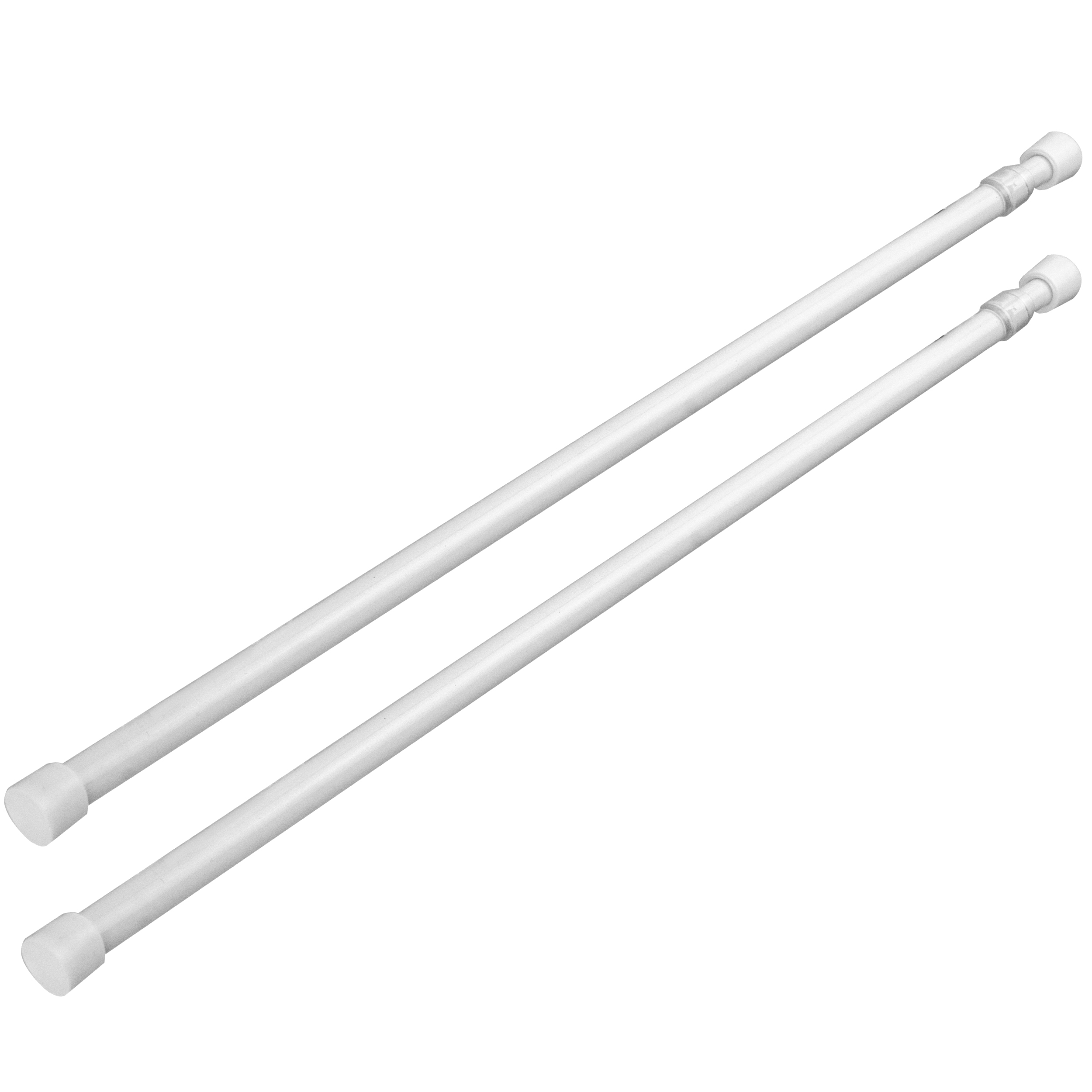 1/3" Dia Adjustable 7" to 12" Spring Tension Rod in White (Set of 2)