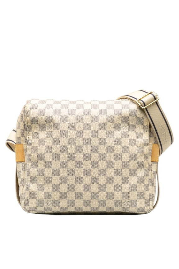 Pre-Owned Louis Vuitton Damier Azur Naviglio Shoulder Bag N51189 White PVC Leather Women's...