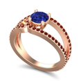 thumbnail image 2 of 2.50 Ct Round Shape Blue Sapphire & Garnet Gemstone Sparkle Engagement Ring for Ladies Solid 14K Rose Gold Size 3.5 by Diamond-Capitals, 2 of 8