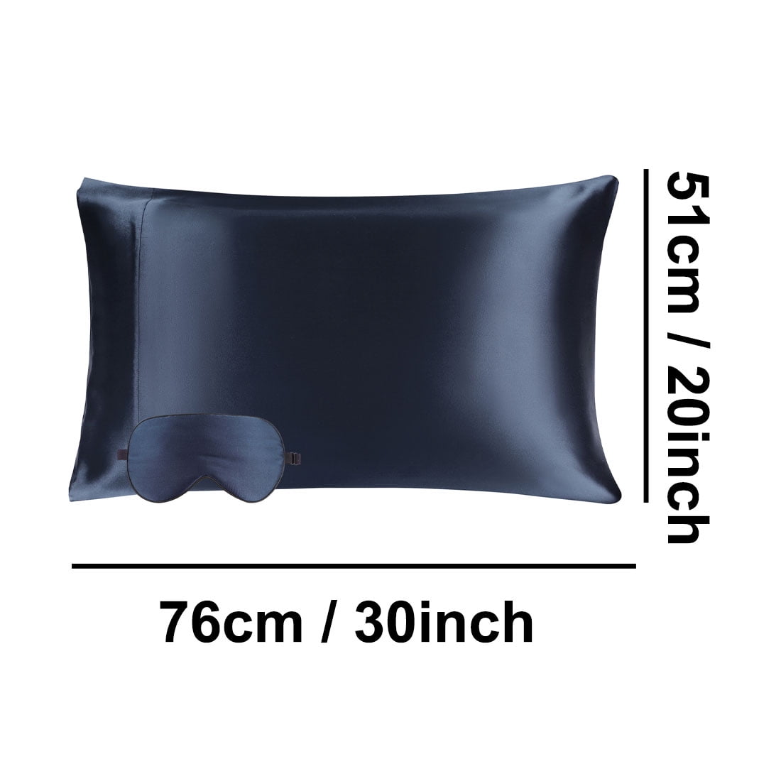 PiccoCasa 19 Momme Silk Pillowcase with Eye Cover Set Queen Navy Blue