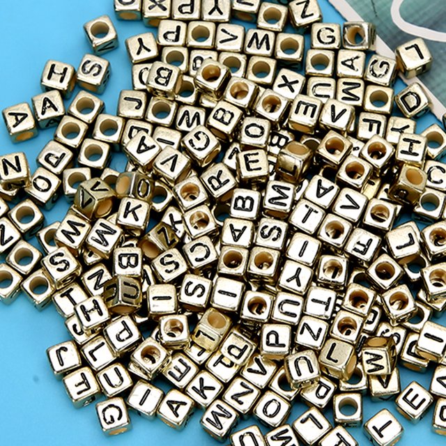 500 Cuentas De Letras, Cuentas Acrílicas De 0.236 In, Cuentas Con Patrón De A A Z Para Hacer Joyas, Cuentas Para Hacer Pulseras, Cuentas Del Alfabeto