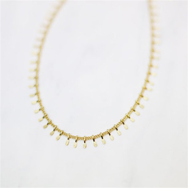 Moda mujer señora elegante V lentejuelas cadena collar babero fiesta doble capa collar joyería gargantilla collar Tan Jianjun unisex