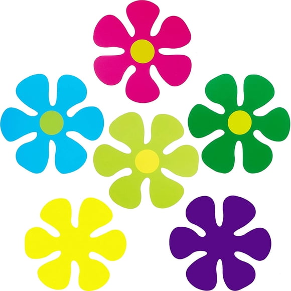 Outus 60 Pieces Flower Shaped Cutouts 60s 70s 80s Mini Retro Car Flower Cutouts for Hippie Party Craft Home Wall Decoration(4.3")