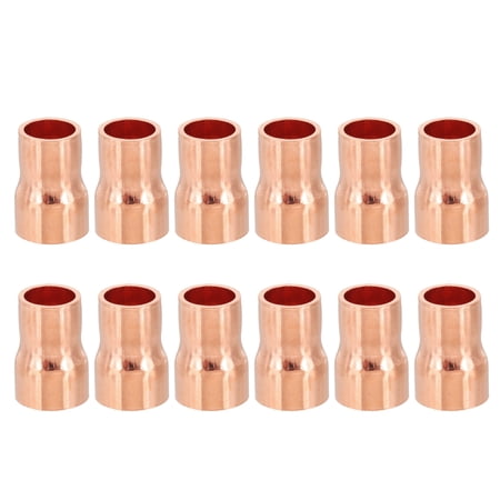 Uxcell 3/8 to 5/16 ID Copper Reducer 12pcs Pure Copper Reducing Coupling Fitting Pipe Tube Connector Adapter