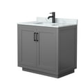 thumbnail image 4 of Wyndham Collection Miranda 36" Carrara&Wood Single Bathroom Vanity in White/Gold, 4 of 7