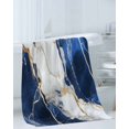 thumbnail image 3 of Marble Navy Blue Towel Set of 3, Soft Microfiber Bath Towels, Hand Towel, Washcloths, Abstract Gold White Brick Stone Motif Quick-Dry Absorbent Towels for Bathroom Kitchen Hotel Beach Gym Spa, 3 of 7