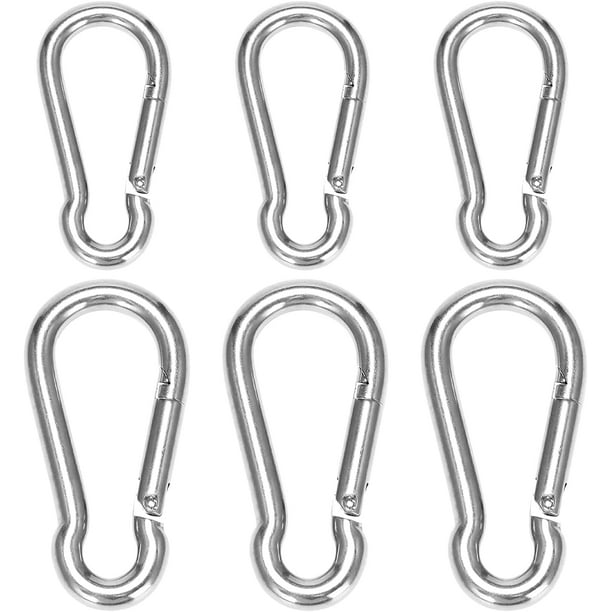 Hefddehy 6Pcs Steel Spring Snap Hook Carabiner, Small Carabiner, Steel  Clips for Flags Climbing(M6 and M8) 