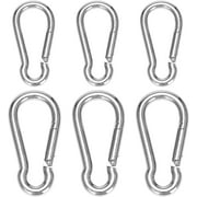 Hefddehy 6Pcs Steel Spring Snap Hook Carabiner, Small Carabiner, Steel Clips for Flags Climbing(M6 and M8)