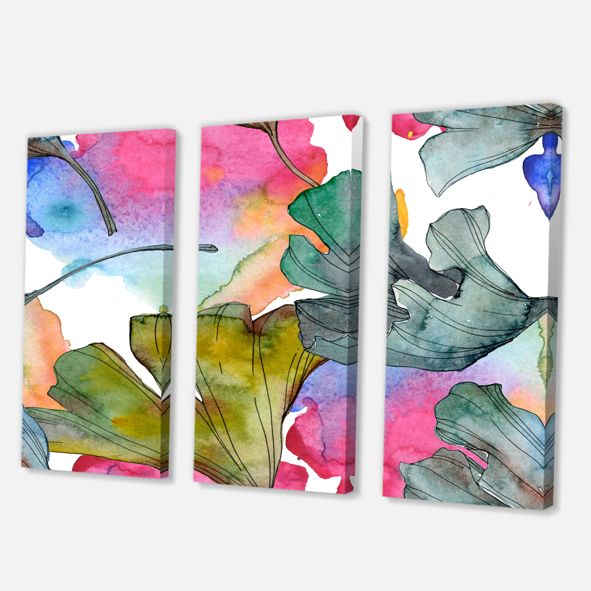 Designart ' Abstract Ginkgo Biloba Leaf Foliage ' Traditional Canvas Wall Art Print