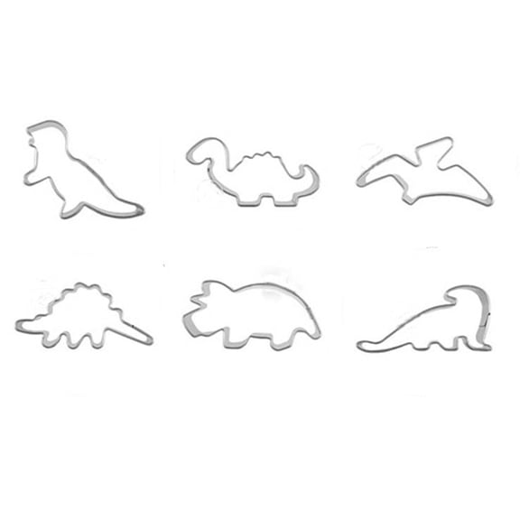 Dinosaur Shaped Stainless Steel Cookie Cutters, 6-Piece Diy Baking Molds For Kids, Baking Enthusiasts, Birthday Parties, Dinosaur Themed Events