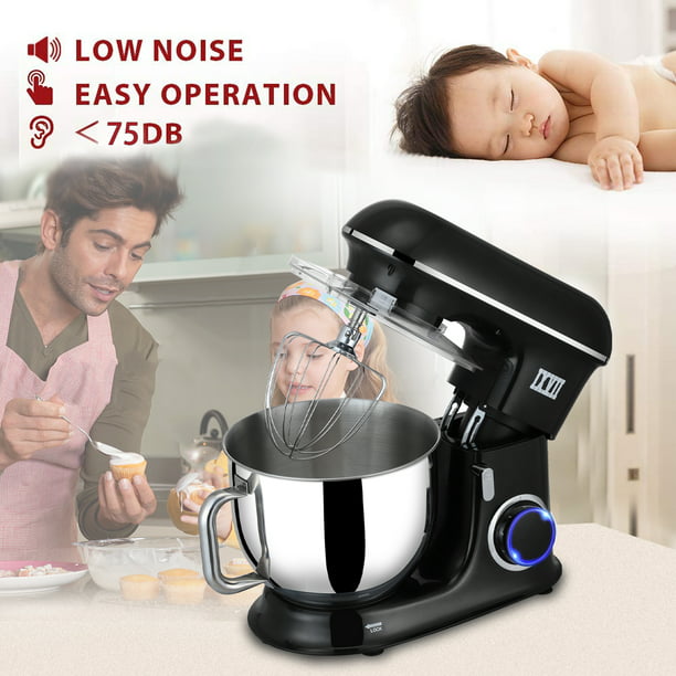 7.4QT Electric Stand Mixer for Kitchen, 660W Household Cake Mixer Chef Machine with Stainless Steel Bowl, Hook, and Whisk, Resistant, 6 Speed Kitchen Dough Mixer, Black, D1979 - Walmart.com