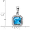 thumbnail image 4 of Sterling Silver Rhodium Plated Clear Cz And Square Blue Pendant Made In Thailand qp5265dec, 4 of 5