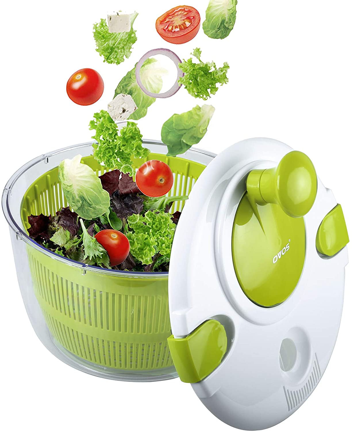 Salad Spinner Large, Lettuce Dryer Spinner Quick Dry Design BPA Free, 5.3  Quarts