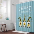 thumbnail image 5 of Cartoon Sweet Gnomes Fabric Shower Curtain Bee Daisy Flower Blue Washable Shower Curtains for Bathroom, Waterproof Bath Curtain with Hooks Home Decor 36x72in, 5 of 8