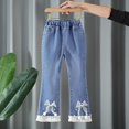 thumbnail image 2 of Cethrio Girls Flare Jeans Size 10 T, Stretch Casual School Elastic Waist Denim Pants White, 2 of 3