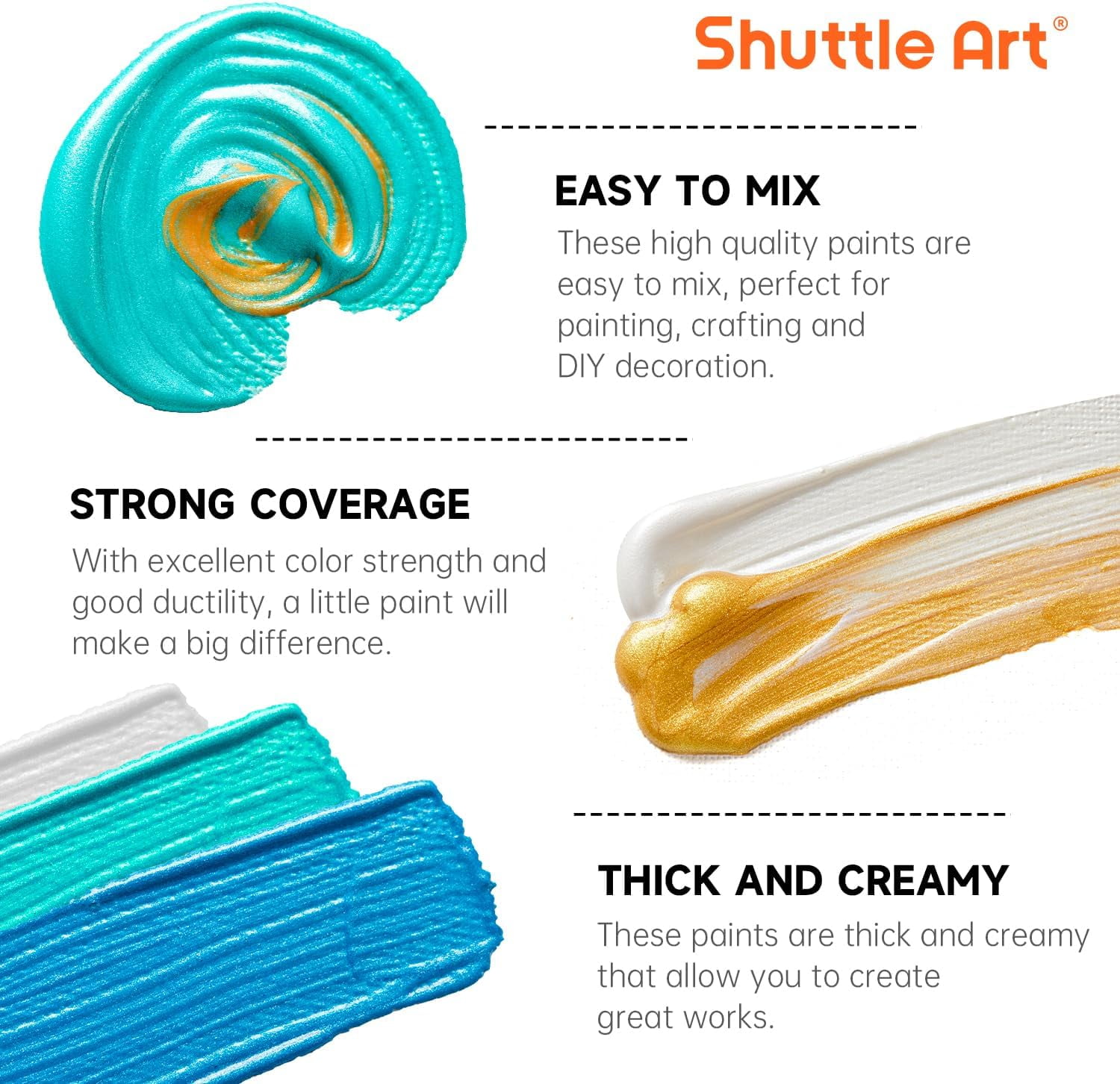 Shuttle Art 2 oz Multi-color Metallic Acrylic Craft Paint (24 Pieces)