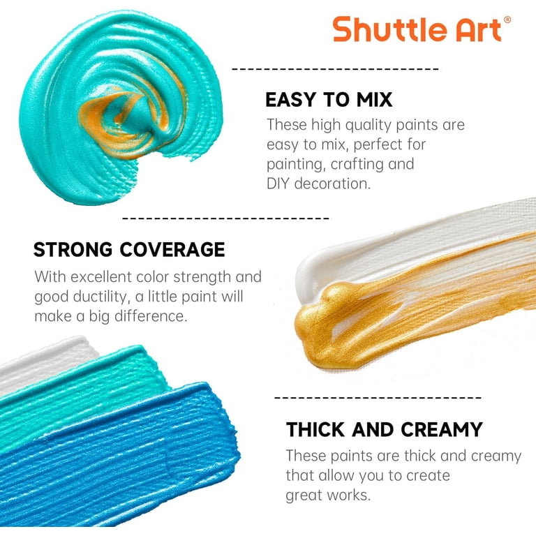 Metallic Acrylic Paint Set With Brushes And Palette photo 5