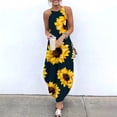 thumbnail image 1 of SMihono Robe Maxi Boho d'Été pour Femmes Grande Taille Robe d'Été Décontractée Sans Manches à Col Licou avec Bretelles Jupe Fendue Maxi Imprimée Robe de Plage Robe d'Été, 1 of 3