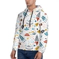 thumbnail image 3 of Kdxio Cartoon Space Print Mens Casual Hooded Collar Drawstring Hoodies Pullover Sweatshirts Casual Long Sleeve Shirts-Medium, 3 of 7