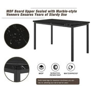 7 Piece Kitchen Dining Table & Chair Set, Dining Room Table Set with Faux Marble Tabletop PU Leather Padded Chairs, Rectangle Dining Table Set for 6, Dinette Set for Kitchen Dining Room Small Space