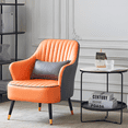 thumbnail image 5 of Magshion Barrel Chair Accent Armchair with Cushion for Living Room Bedroom Home Office, Mid Back Upholstered Sofa Chair, Orange/Grey, 5 of 12