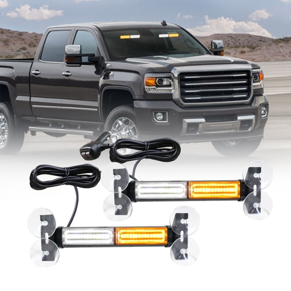 AUTOXBERT 2x 40 LED Strobe Light Bar Car Truck Flashing Warning Hazard Beacon Amber White