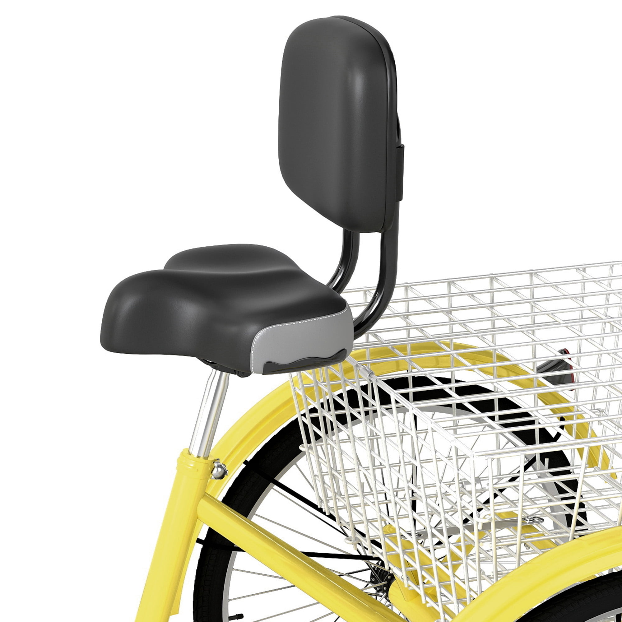 Uforic Adult Tricycle, 26 Inch 7 Speed Three Wheel Bike, Cruiser Trike with Large Seat Backrest for Men Senior Women, Yellow