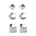 thumbnail image 2 of Time and Tru Women's Silver Plated Metal 3 Pair Hoop Earring Set, 2 of 8