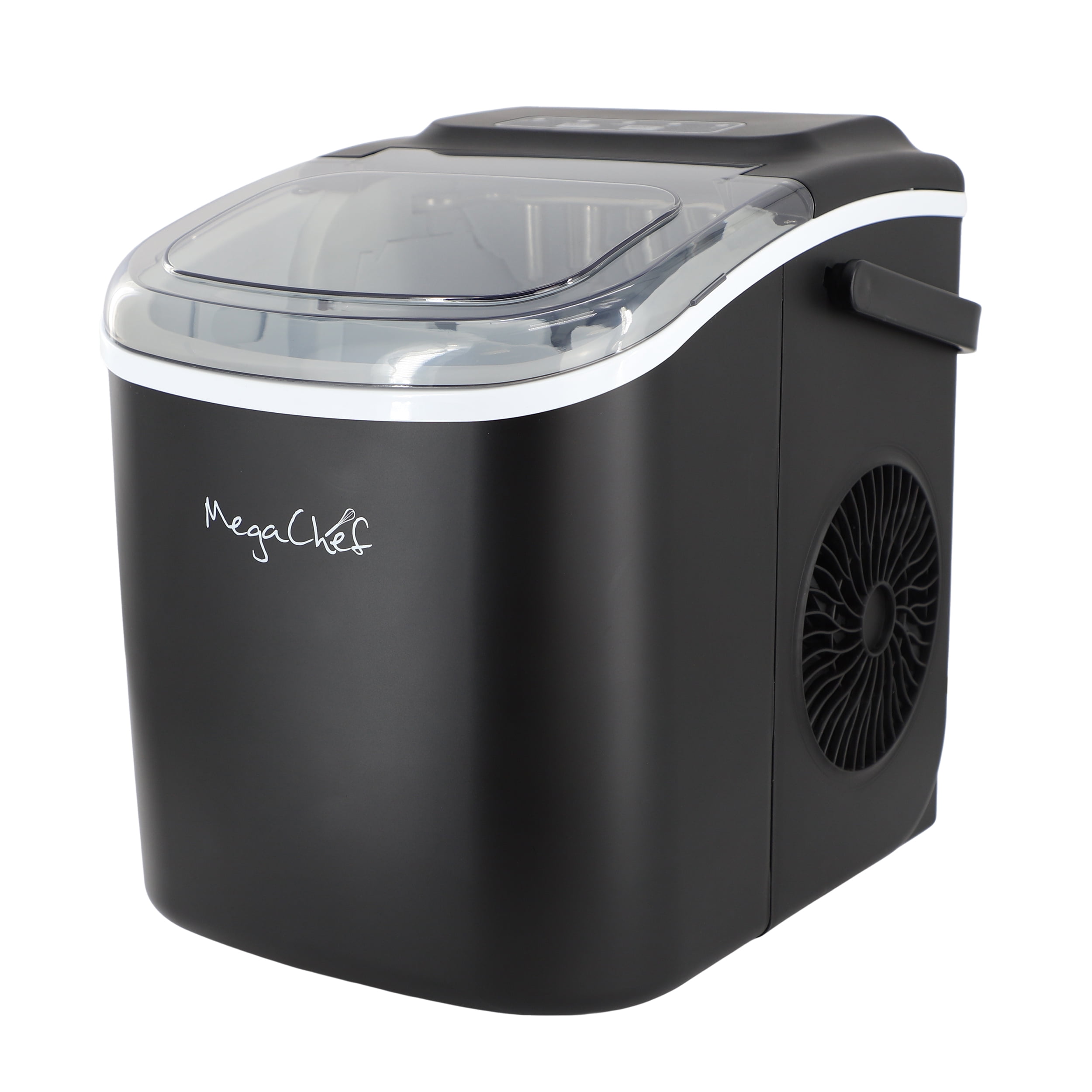 MegaChef 26 Pound Countertop Bullet Ice Maker in Black with Basket and Scoop