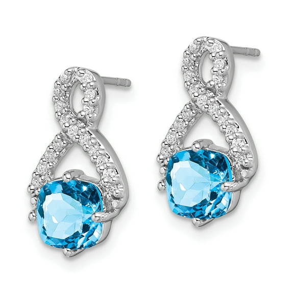 Primal Gold 14 Karat White Gold Blue Topaz and Diamond Earrings