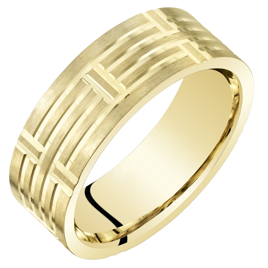 Jewel Tie 14k Yellow Gold 4mm Comfort Fit Wedding Band