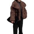 thumbnail image 3 of Womens Faux Fur Coat Faux Fur Jacket Long Sleeve Lapel Furry Winter Jackets Parka Short Coat Chocolate Color S, 3 of 8