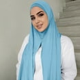 thumbnail image 2 of LIJCC Muslim Turban Convenient Gauze Scarf Mercerized Cotton Jersey Scarf Muslim Head Scarf Solid Color Long Scarf Wrap Scarves Cotton Scarf for Women Fashion, 2 of 4