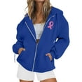 thumbnail image 4 of ZSQDM Women's Hoodies Sweatshirts Womens Oversized Turtleneck Sweater Cable Knit Sweater Tops Breast Cancer Awareness Hoodies for Women Graphic Full Zip Up Sweatshirt Oversized Jackets Clothes (Xl), 4 of 7