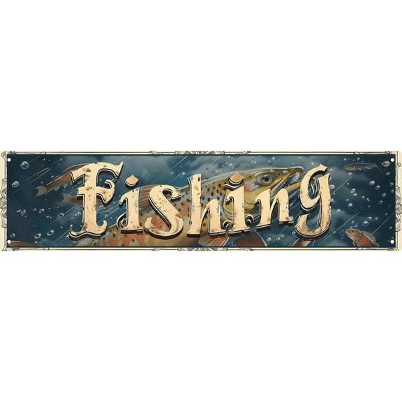Fishing Metal Tin Sign - Vintage Farmhouse Art for Coffee Bar,Bathroom,Man Cave - Funny Wall Decor Accessories for Home,Cool Room - Road Street Garage Signs 4x16 Inch