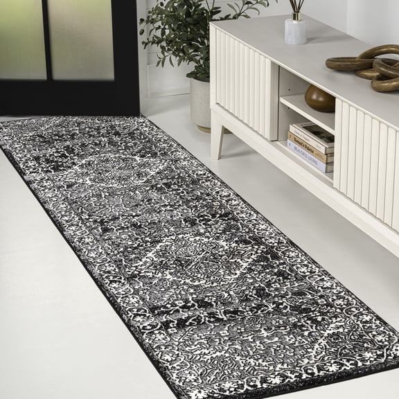 JONATHAN Y MODERN PERSIAN 2 x 8 Runner Rug, Modern Persian Vintage Medallion - Black, MDP100D-28