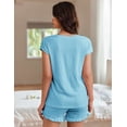 thumbnail image 5 of Ekouaer Womens Pajama Set Cap Sleeve Tops and Ruffle Shorts Lounge Set 2 Piece Pj Sets Casual Sleepwear with Pockets Light Blue, 5 of 6