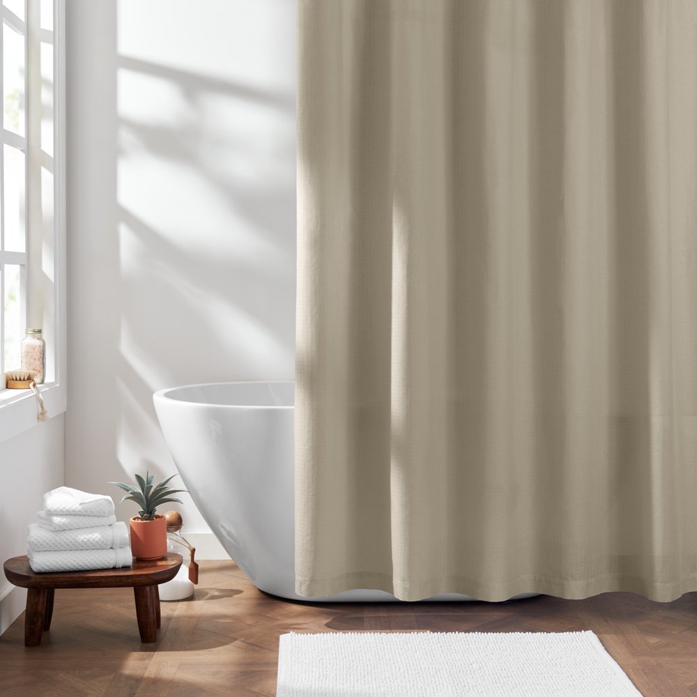 Gap Home Solid Textured Organic Cotton Shower Curtain Khaki 72"x72