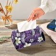thumbnail image 5 of Purple Background with White Flowers Tissue Box Cover Leather Square Rectangle Tissue Box Holder for Bathroom Living Room Desk Office Decor, 5 of 7