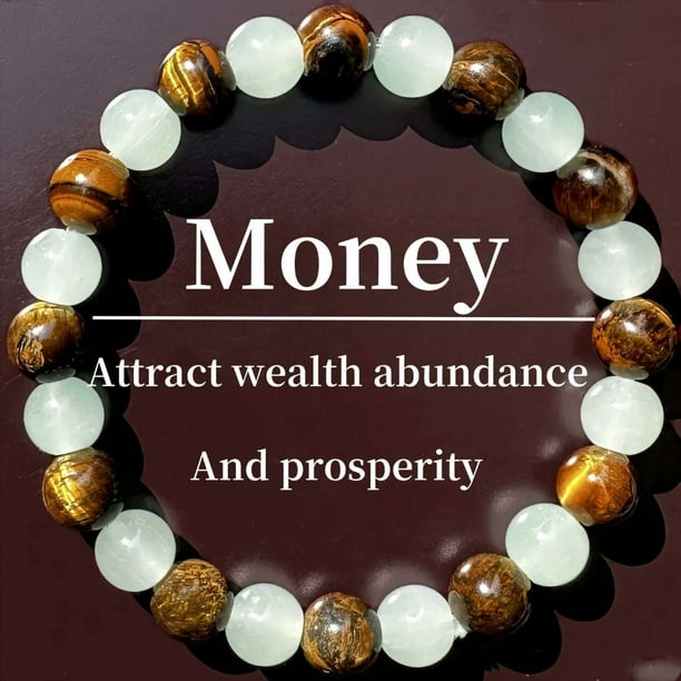Pulsera de piedra cristalina Pulsera de piedra ojo de tigre verde Pulsera elástica ajustable hecha a mano