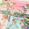 thumbnail image 3 of iMzoon 22Pcs 10" Cotton Fabric Quilting Squares,No Repeat Floral Charm Pack, Precut Pink Fabric for Sewing with Wavy Edges, DIY Scrapbooking Craft Supplies Pink, 3 of 11