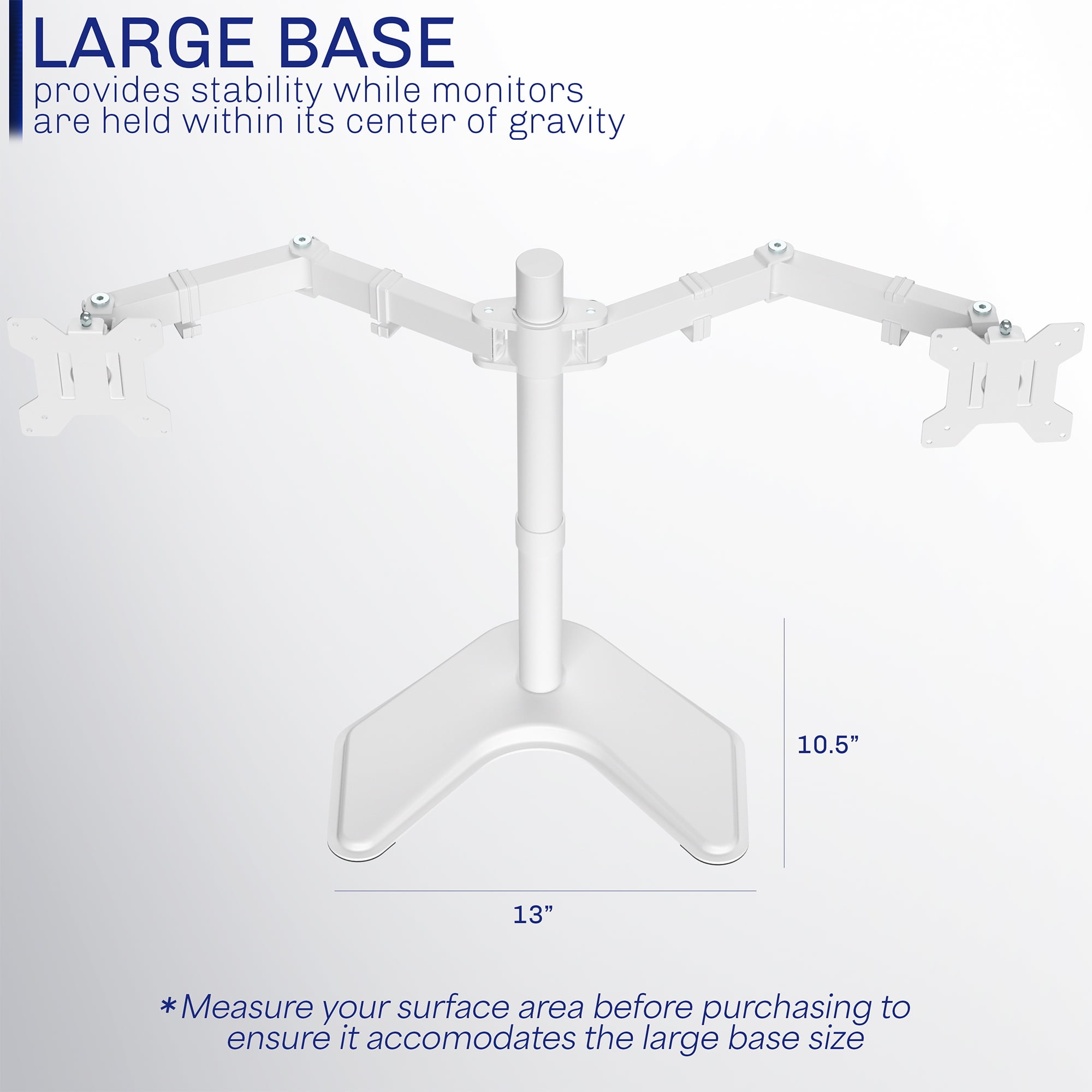VIVO White Dual Monitor Desk Stand Mount, Fits Up to 27" Computer Screens