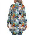 thumbnail image 4 of Women's Fall and Winter Fashion Casual Print Long Sleeve Mid-Length Cardigan Jacket, Christmas Theme for Holiday Season,Sky Blue,XL, 4 of 6