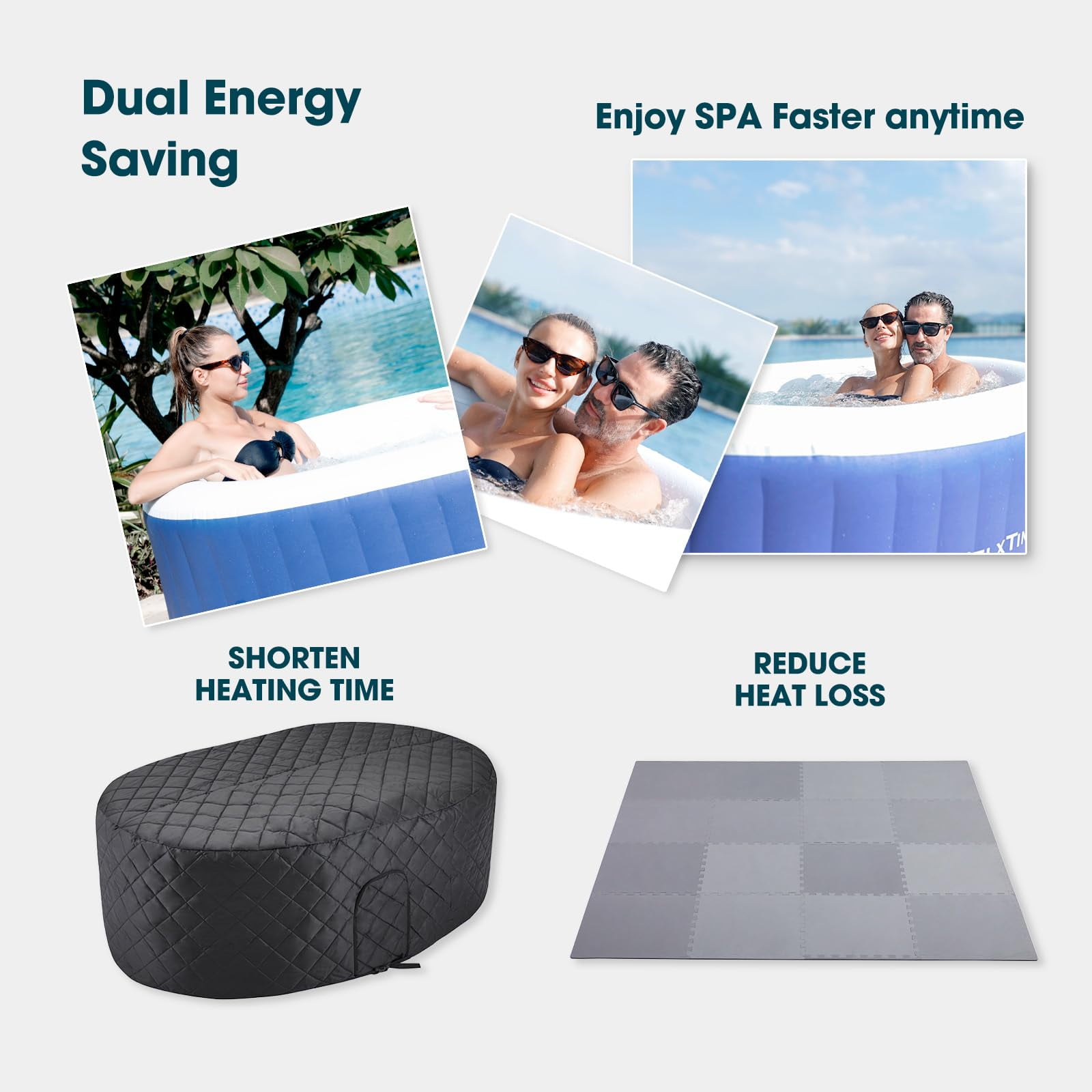 RELXTIME 2 Person Oval Inflatable Hot Tub Set Outdoor Spa with 100 Massage Jets 75 x 47 inch (Energy-Saving)