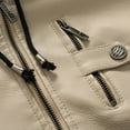thumbnail image 4 of SWSMCLT Men's Faux Leather Jacket Fall Winter Warm Hooded Bomber Jackets Fall Biker Outerwear Full Zip Jackets & Coats Thermal Sherpa Fleece Lined Slim Fit White Small, 4 of 5