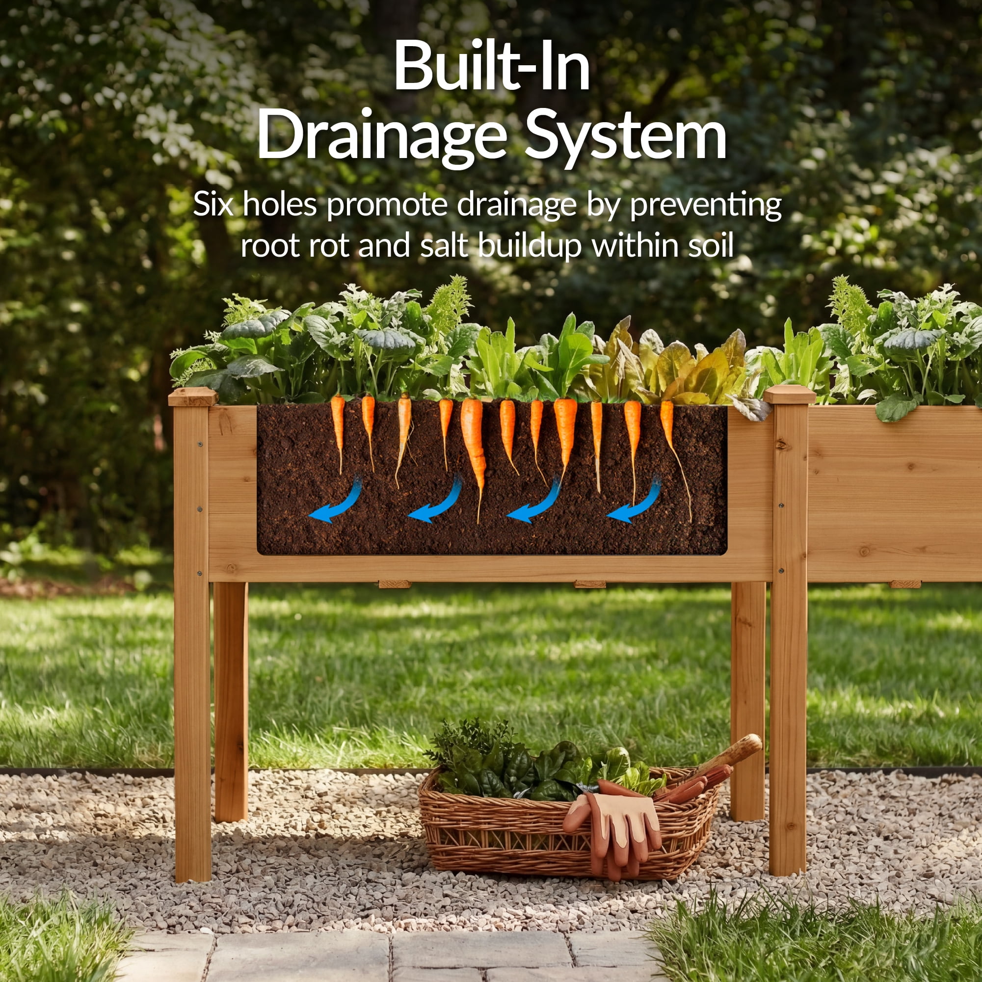 Best Choice Products 72x24x30in Raised Garden Bed, Elevated Wood Planter Box for Patio w/ Divider Panel - Acorn Brown