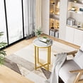 thumbnail image 3 of Baxluxe Modern Side Table 2-Piece Set, Marble-Look Round Metal Side Table, Coffee Side Table, Suitable for Living Room, Bedroom, Small Room, Gold, 3 of 6
