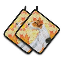 Caroline's Treasures Fox Terrier Fall Pair of Pot Holders