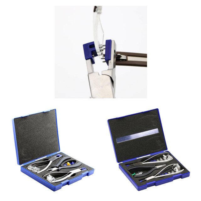 2 juegos de gafas, herramienta de reparación óptica, kit de desmontaje, gafas de sol, engranajes de reparación Macarena Alicates de reparación de anteojos