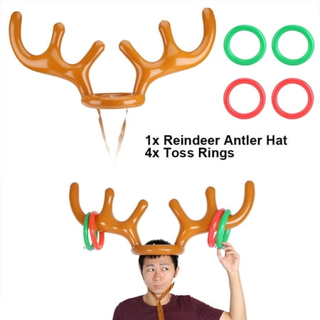 Zerone Inflatable Reindeer Hat Toss Game Xmas Holiday Party Toys Gift, Reindeer Toss Hat,Reindeer Antler Hat